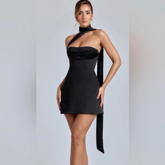 Oh Polly Dresses & Skirts - Oh Polly drapes halter satin mini dress